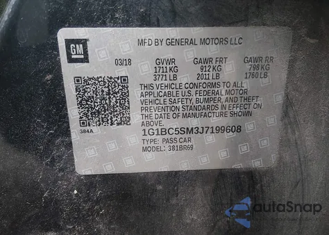 2018 Chevrolet Cruze Ls Auto from USA, damaged, VIN 1G1BC5SM3J7199608